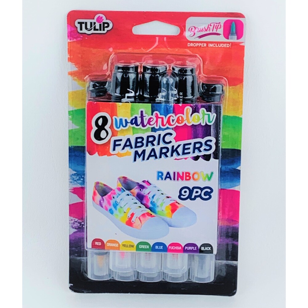 Tulip Watercolor Fabric Markers - 8 Rainbow Colors Includes 1 Dropper Brush Tip